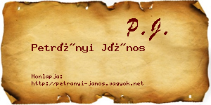 Petrányi János névjegykártya