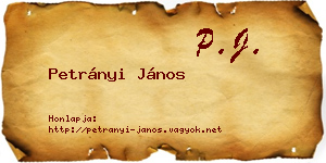 Petrányi János névjegykártya